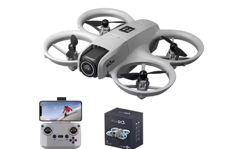 Image 2: Mini dron inteligente con cámaras y estructura de protección completa