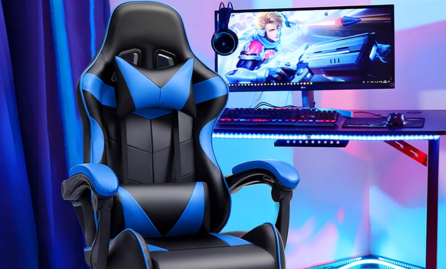 Image 6: Chaise de gaming ergonomique avec repose-pieds, soutien lombaire