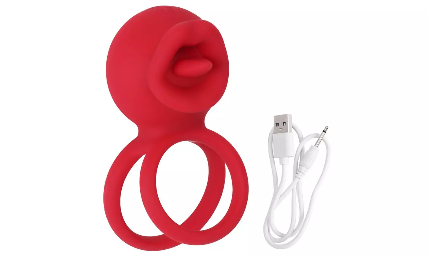 Vibrating C-Ring with Rose Clitoral Stimulator G Spot Clitoris Vibrator