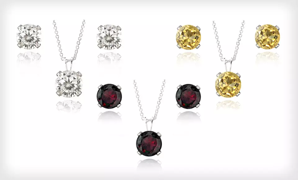 $19 for a Gemstone Earring and Pendant Set ($75 List Price). Six Styles Available. Free Shipping and Free Returns. - Primary Image
