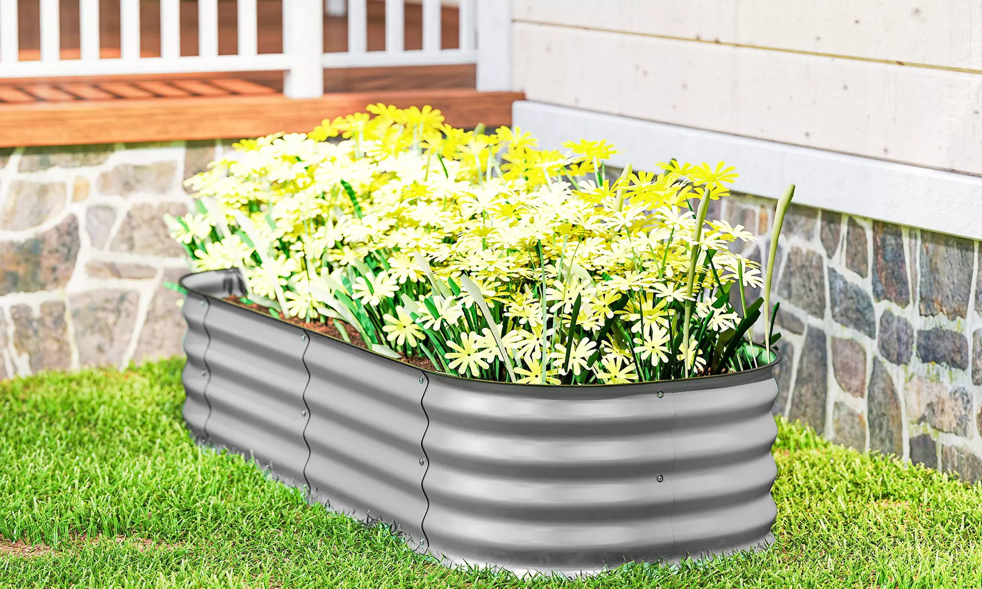 Outsunny Galvanised Steel Raised Garden Planter