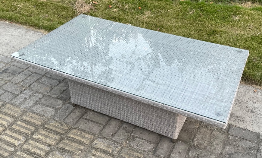 Image 2: Fimous Rattan-Effect Adjustable Rising Lifting Table Sofa Dining Set