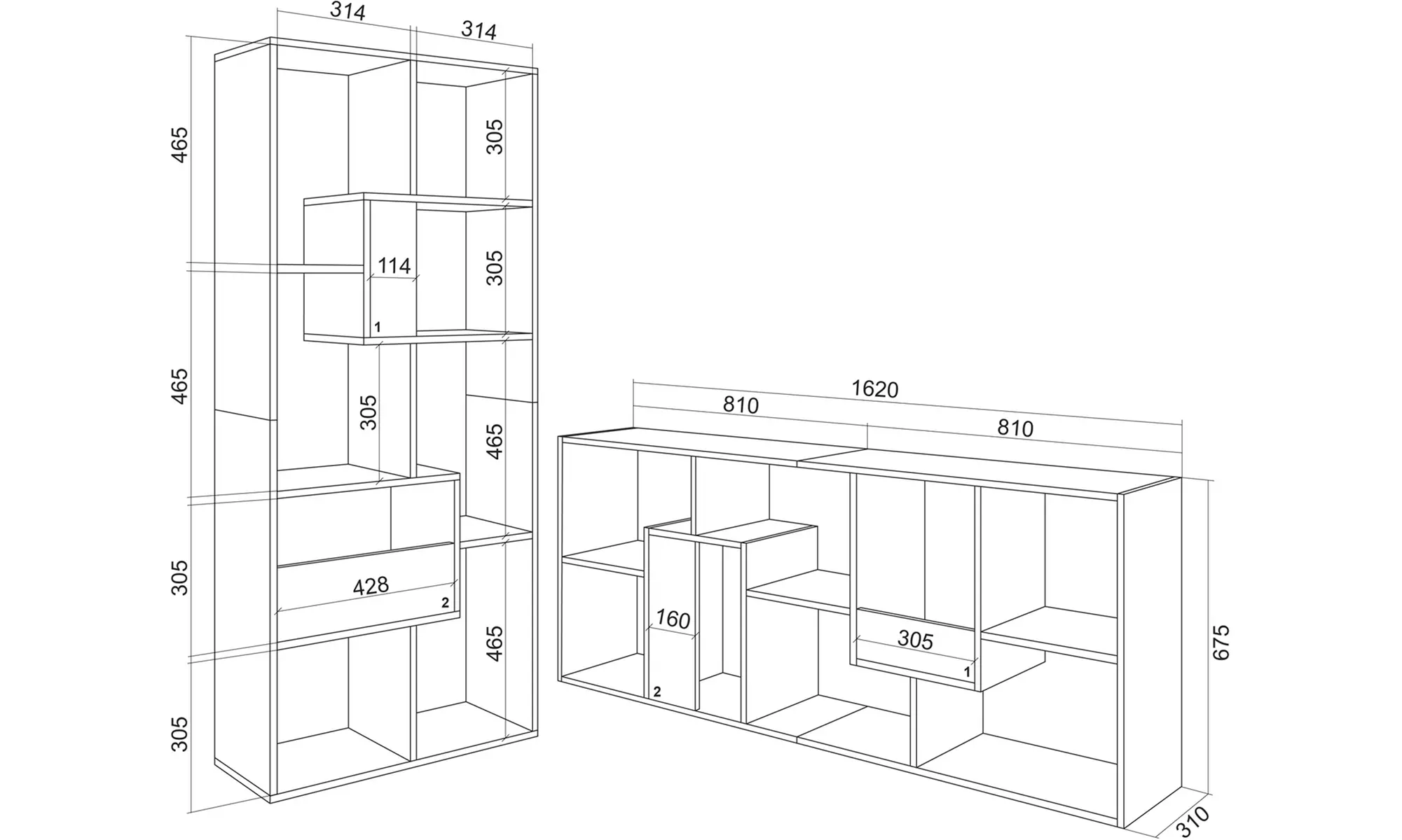 Estantería librería multiposición de diseño