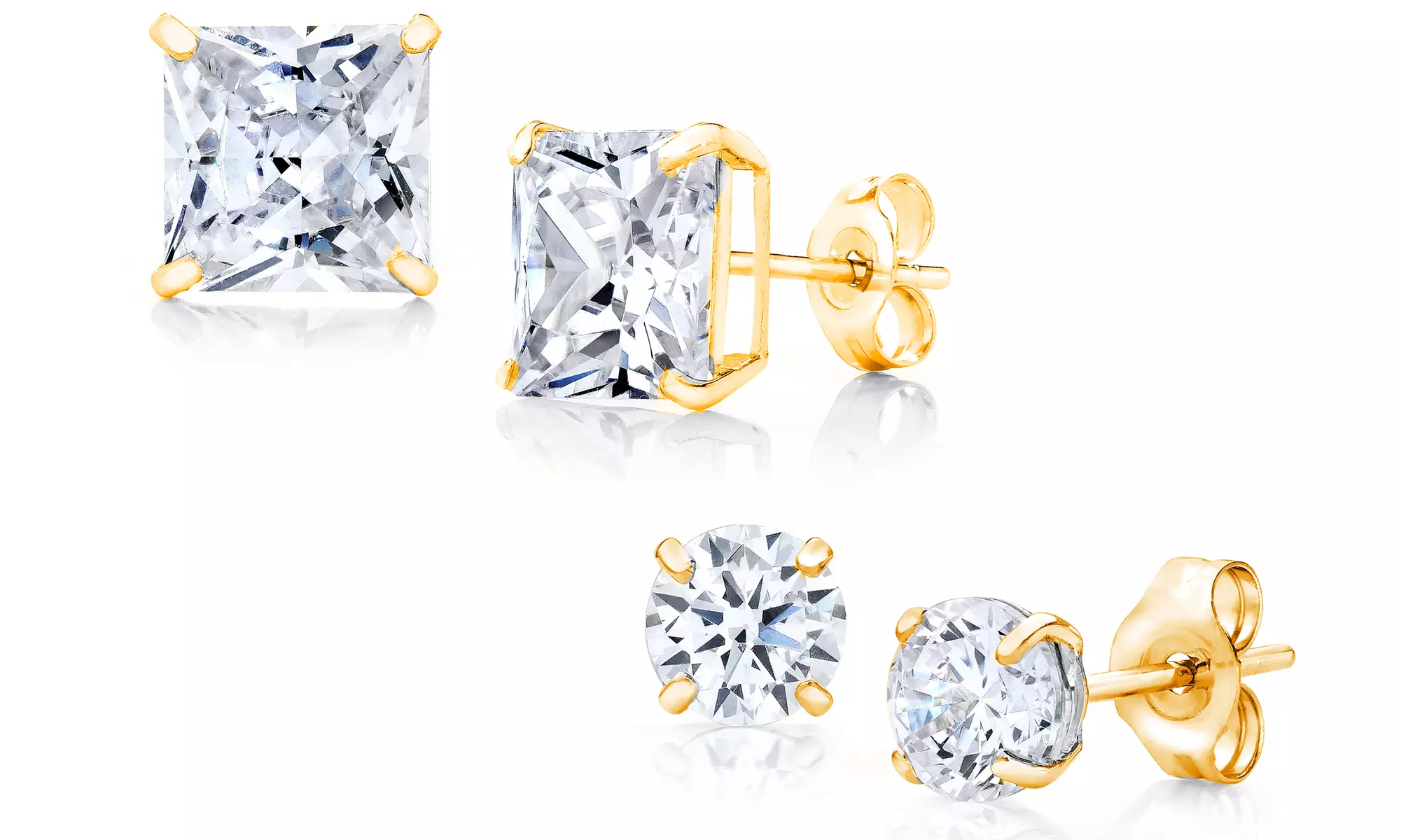 14K Solid Gold Studs made with Swarovski Elements - Primary Image