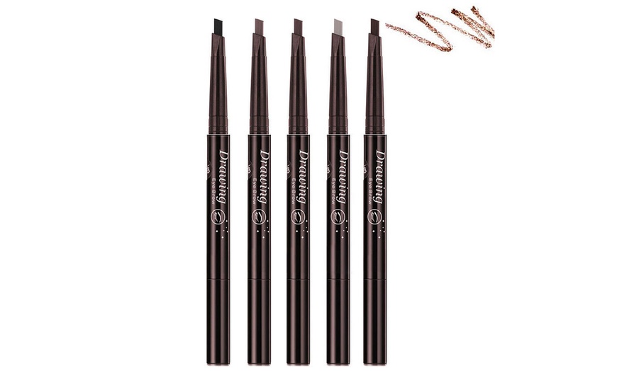 Image 3: 2 Pack Eyebrow Pencil Retractable Slant Tip with Brush Double-end Waterproof