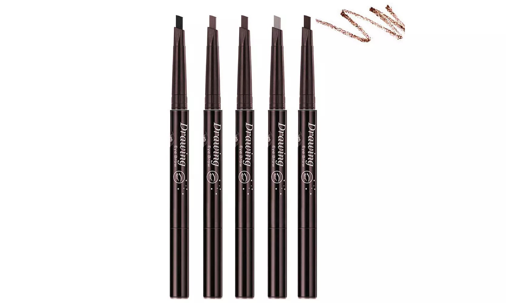 2 Pack Eyebrow Pencil Retractable Slant Tip with Brush Double-end Waterproof