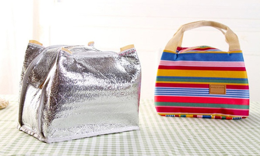 Image 8: Striped Thermal Lunch Bag 