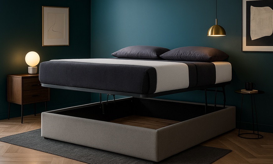 Image 1: Lit coffre en tissu, 3 positions: repos, faire le lit, stocker, Sampur