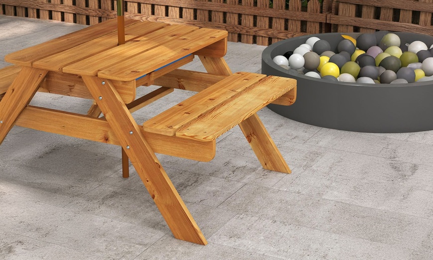 Image 2: Outsunny Three-in-One Kid's Picnic Table