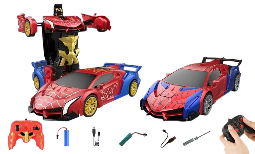 Image 1: Ferngesteuertes Spider-Transformationsauto für Kinder