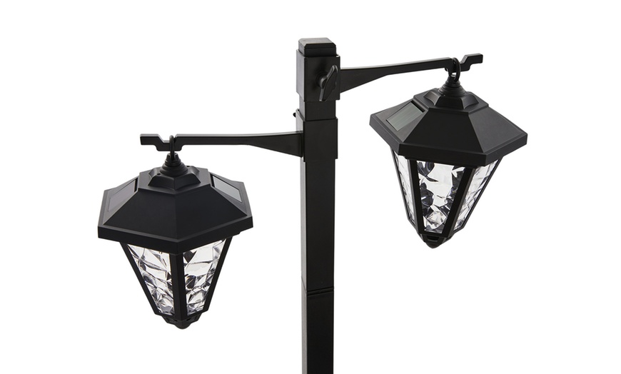 Image 5: One or Two 1.4m Twin-Head Solar Warm White LED Lamp Post Lights