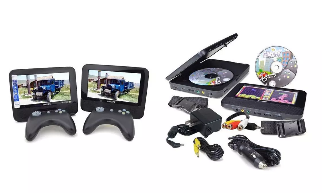 Philips 7" Dual Screen Portable DVD Player with Games (Refurbished) - Primary Image