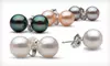 $19 for a Pair of 7–8 mm Freshwater Pearl Earrings in Black, Lavender, Peach, or White ($59 Value). Shipping Included.