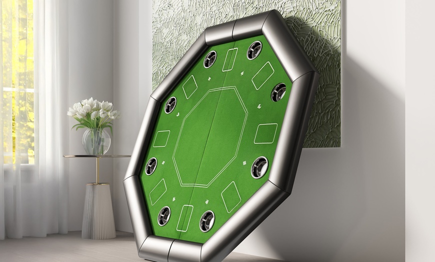 Image 5: SPORTNOW Poker Set and Foldable Poker Table 