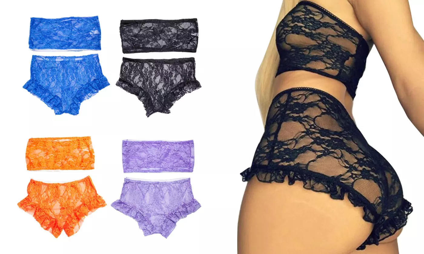 Women Sexy Babydoll Lingerie Lace Pajama Set