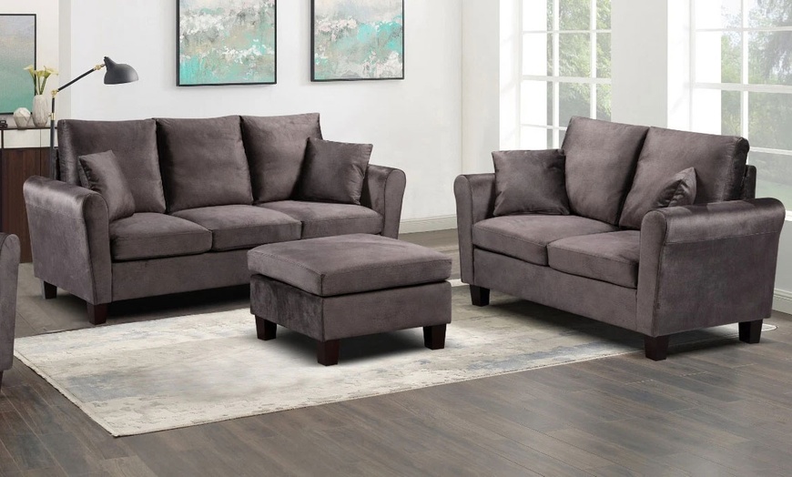 Image 18: Tivette Brushed Velvet Sofa Set 