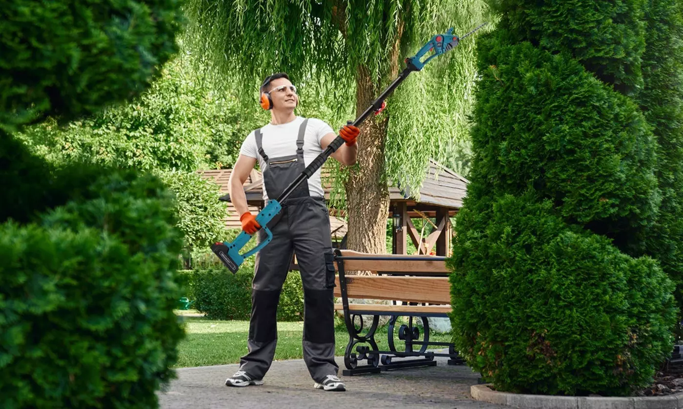 iMounTEK Cordless High-Reach Hedge Trimmer & Grass Shear Electric Pruner
