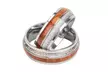 Silver Whiskey Barrel Ring Wooden Meteorite Wedding Engagement Band Ring - Second Medium