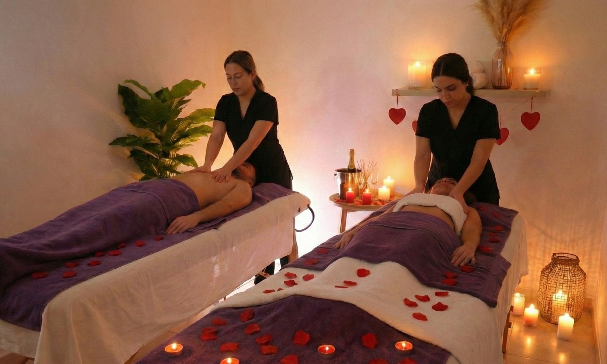 Masaje relajante en pareja con opción a con cava y bombones