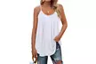 Women's Pleated Spaghetti Strap Tank Tops – Loose Fit, Casual Blouse in Green, Grey, Black, White & Blue - Second Medium