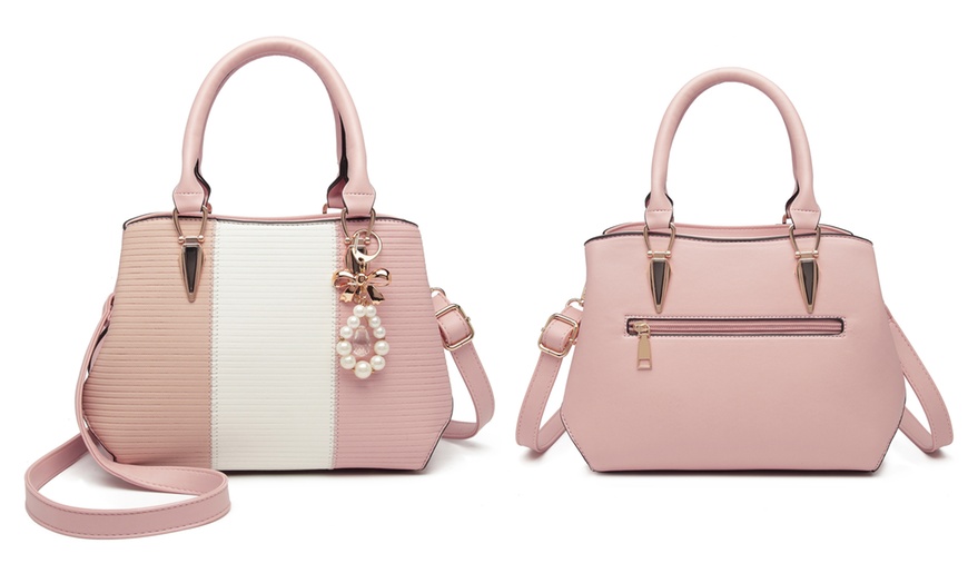 Image 31: Women's Color-block Fashion Tote and Top Handle Handbags