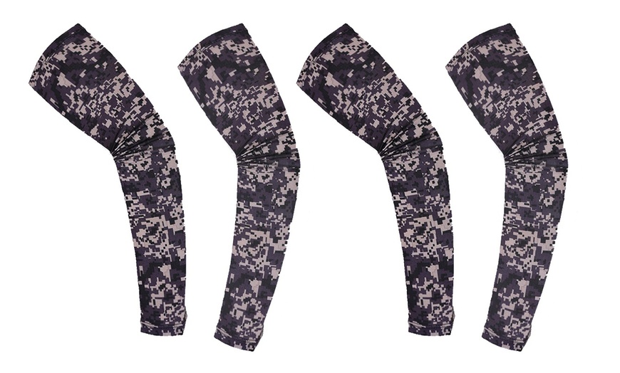 Image 13: 2 Pairs Quick Dry Arm Sleeves Cover Cycling Running Arm Cooling UV Protection