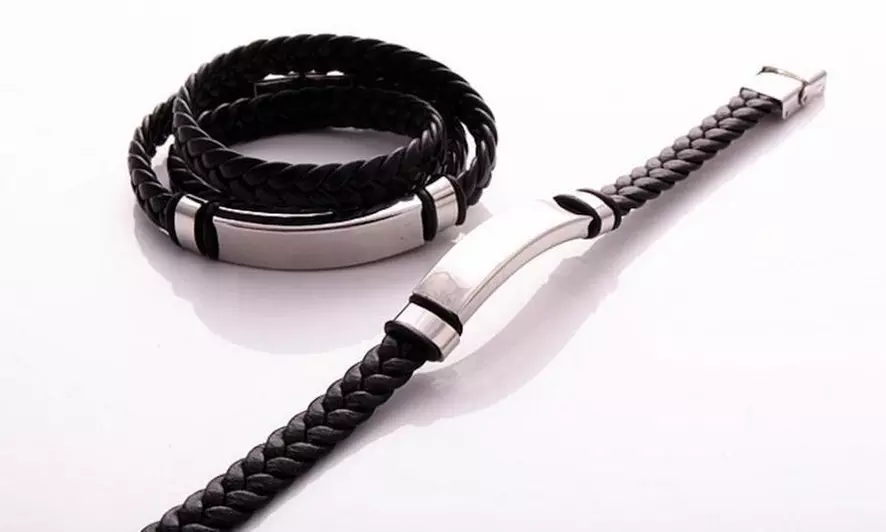 1 ou 2 bracelets en simili cuir et acier inoxydable pour homme - Second Medium
