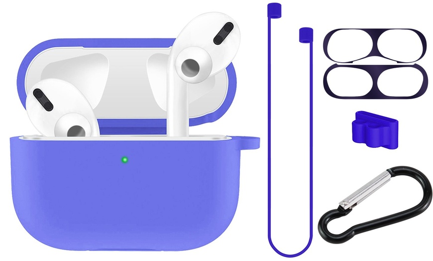 Image 5: 5 in 1 Apple AirPods Pro Soft Silicone Full Protective Shockproof Case Cover