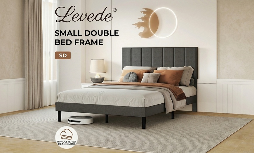 Image 6: Levede Minimalist Upholstered Bed Frame Collection