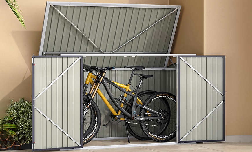 Image 1: Heavy Duty Steel Bicycle Storage Shed