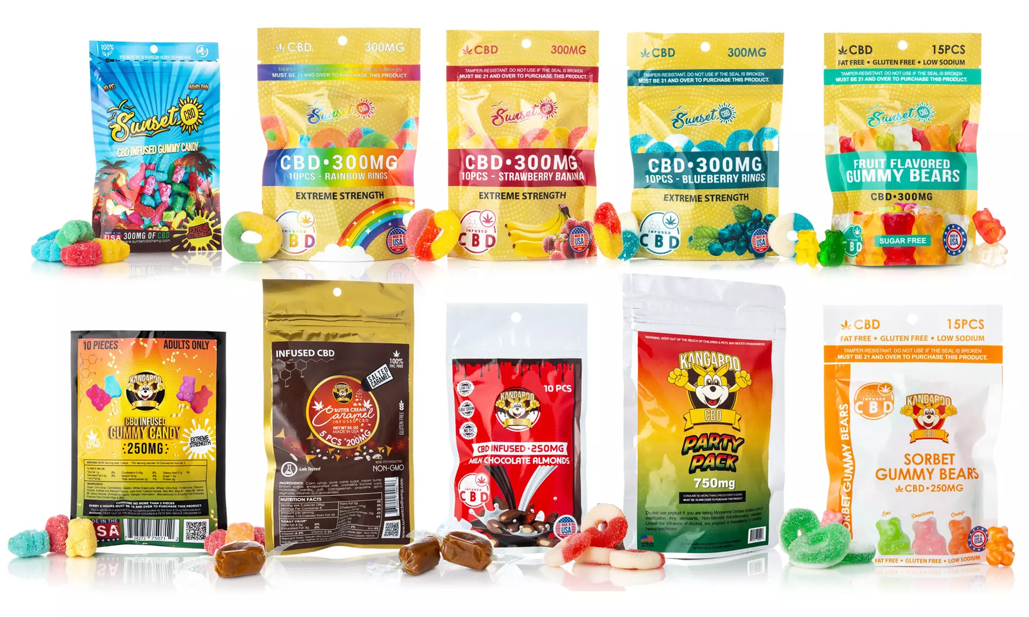 Groupon Exclusive High Potency CBD Infused Gummy Bundles (Kangaroo & Sunset)