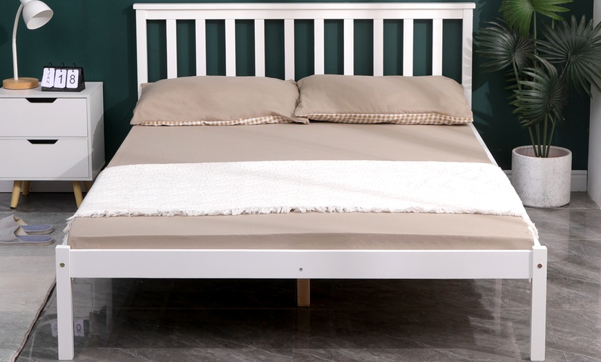 Image 2: Pine Wood Bed Frame