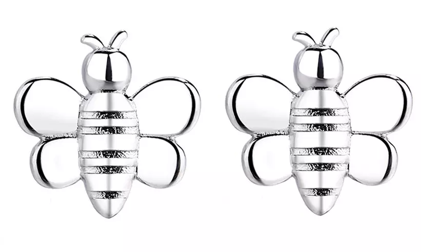 Silver Plated Bee Stud Earrings