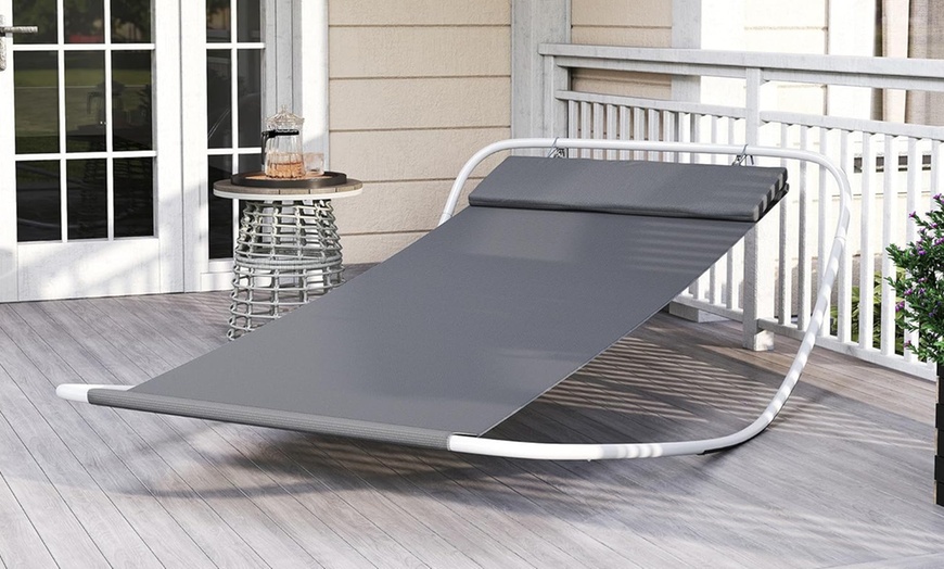 Image 3: Outsunny Lounger Rocking Bed