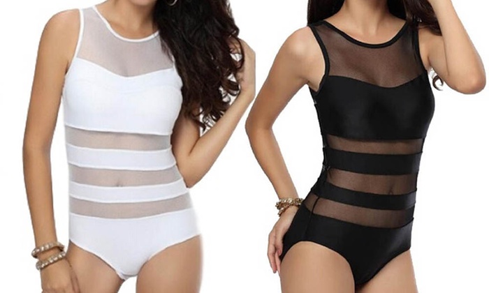 mesh swimming costumes