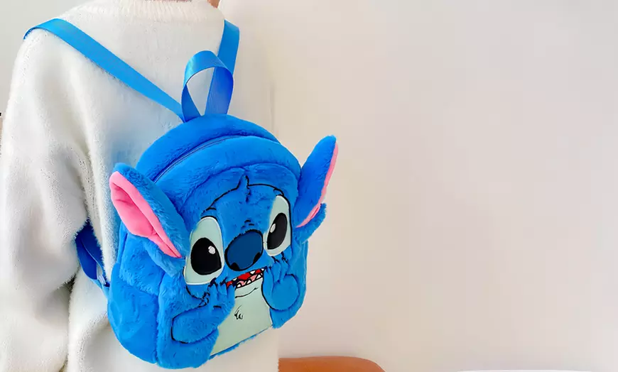 Image 4: Stitch Plush Toy Backpack Shoulder Bag Keychain Set