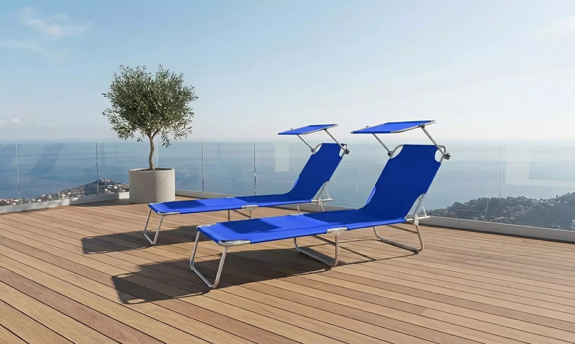 Opvouwbaar zonnebed met zonnescherm