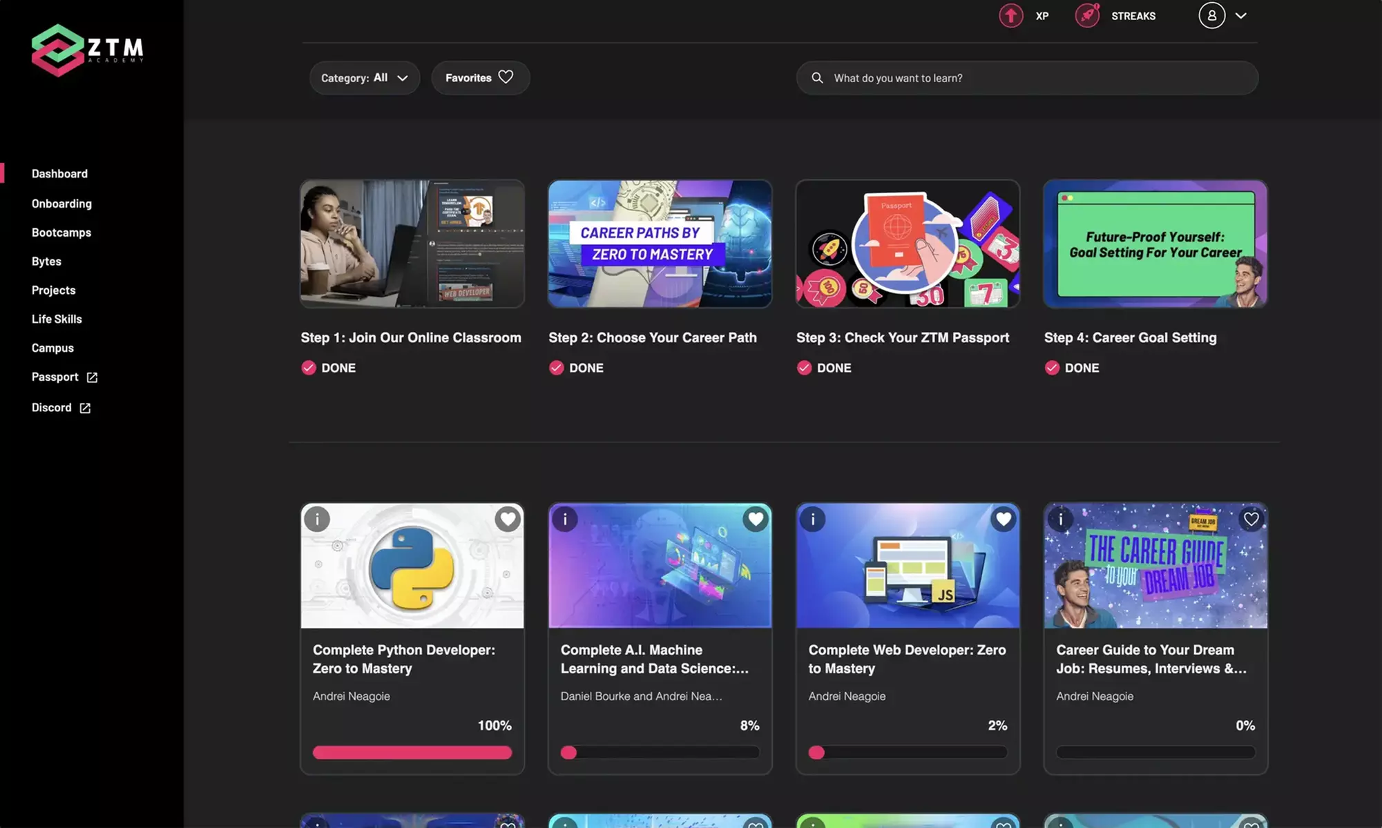 ZTM Academy Subscriptions featuring 150+ Tech Courses & Roadmaps