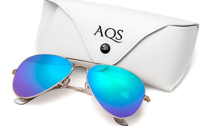 aqs mirrored unisex aviator sunglasses