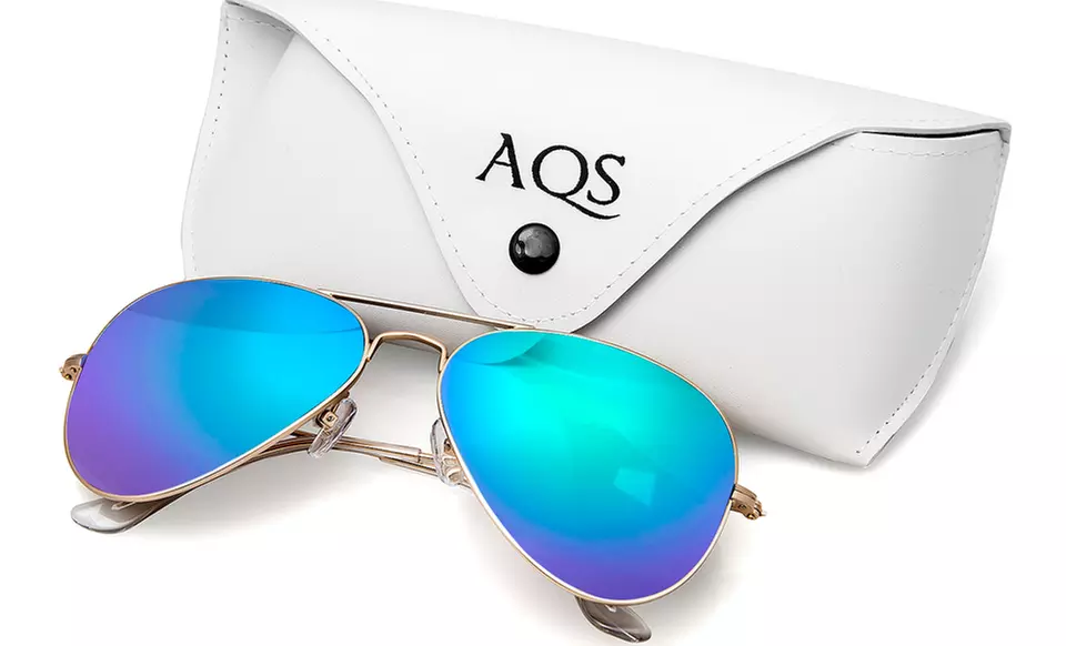 AQS James Unisex Mirrored Aviator Sunglasses - Primary Image