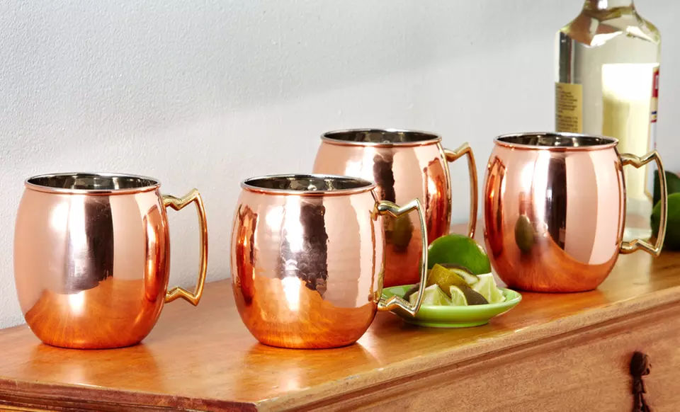 $38.99 for a Set of Two 24-Ounce Solid Copper Moscow Mule Mugs ($66 List Price). Two Styles Available. Free Shipping. - Primary Image