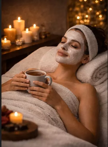 Indulge this Valentine’s with massage/facial & warm cup of chocolate ☕