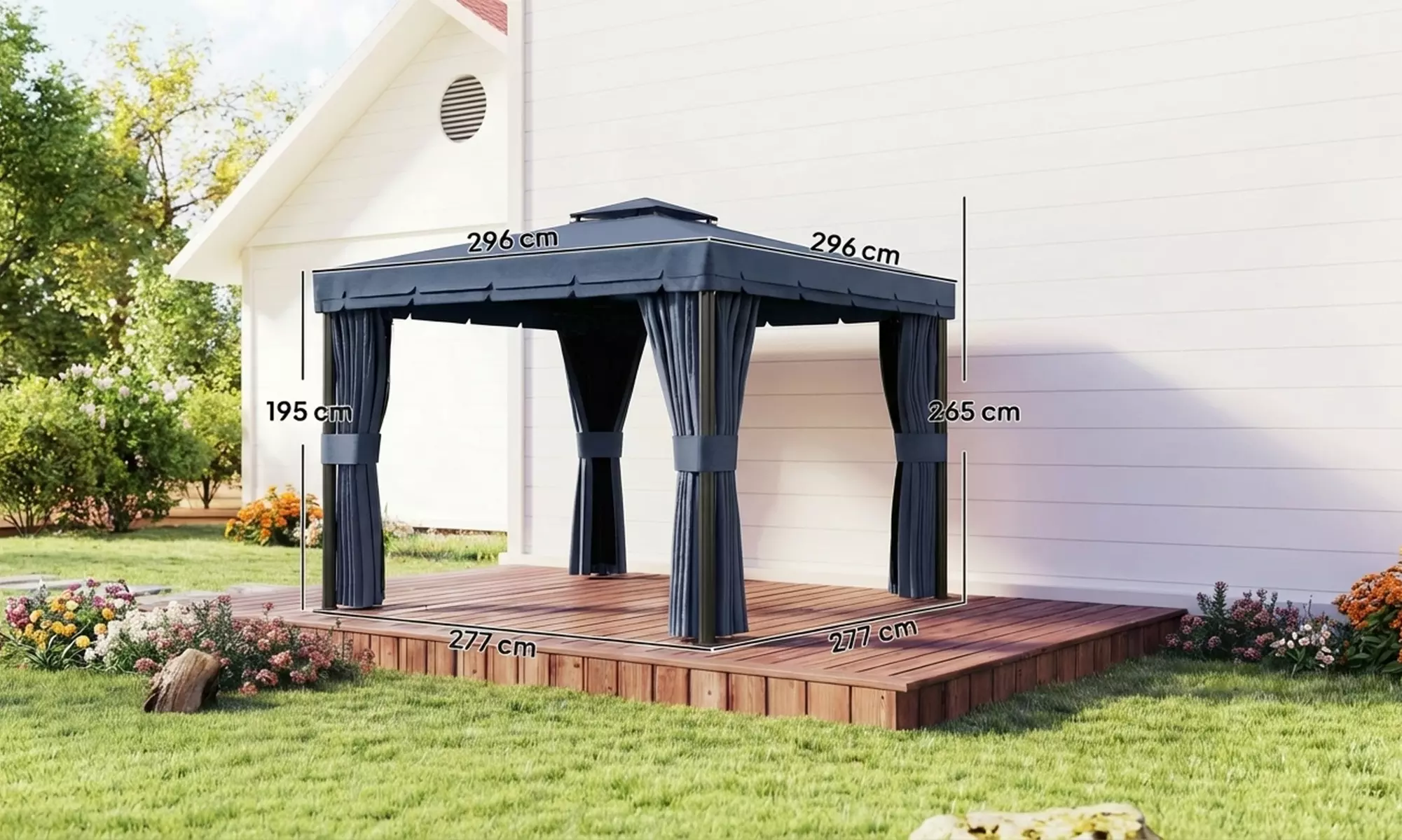 Outsunny 3m x 3m Outdoor Gazebo with Curtains and Netting