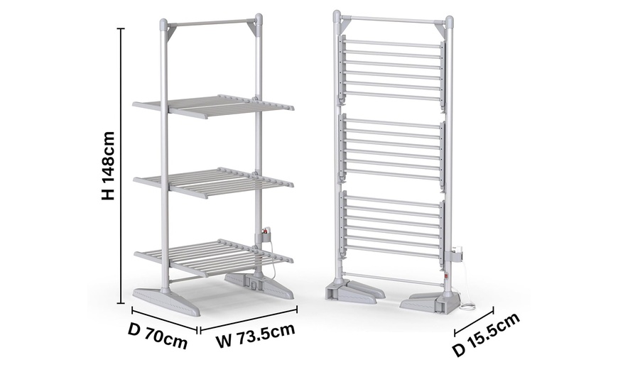 Image 4: 3-Tier Heated Clothes Airer; Compact, Lightweight and Foldable Design