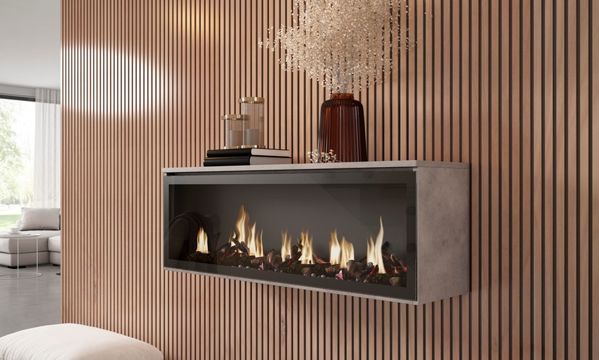 Image 3: Elektrischer LED-Kamin COZY mit 3D-Feuereffekt, opt. mit Hängeboard