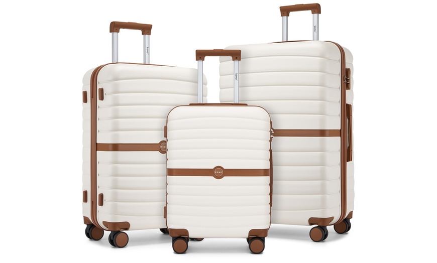 Image 9: KONO Stylish Stripe Design Suitcase with Spinner Wheels