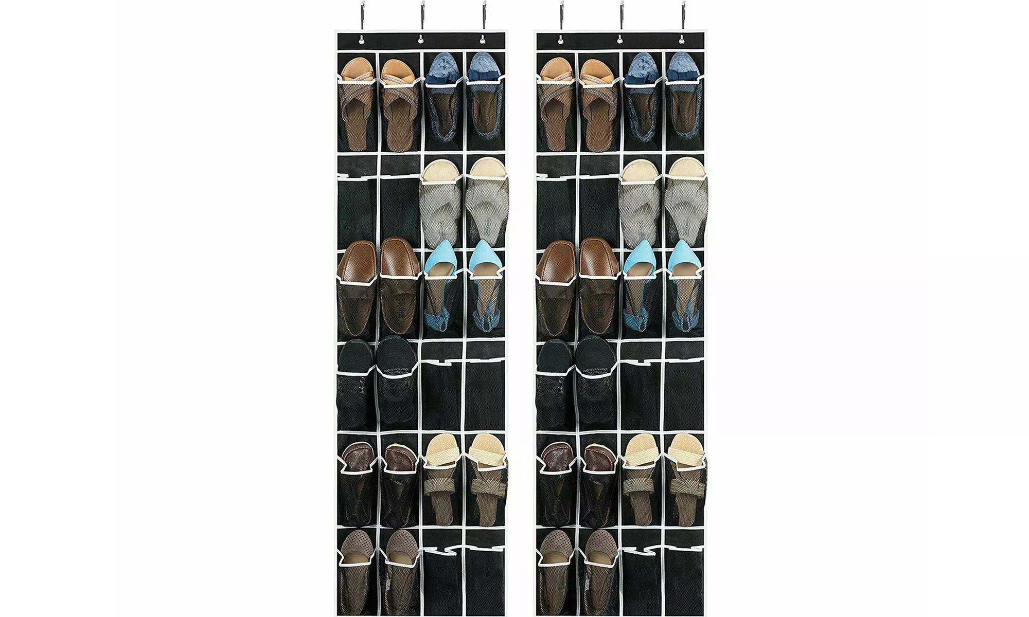 1-2 Pack 24 Wide Pockets Over the Door Shoe Organizer Hanging Shoe Holder