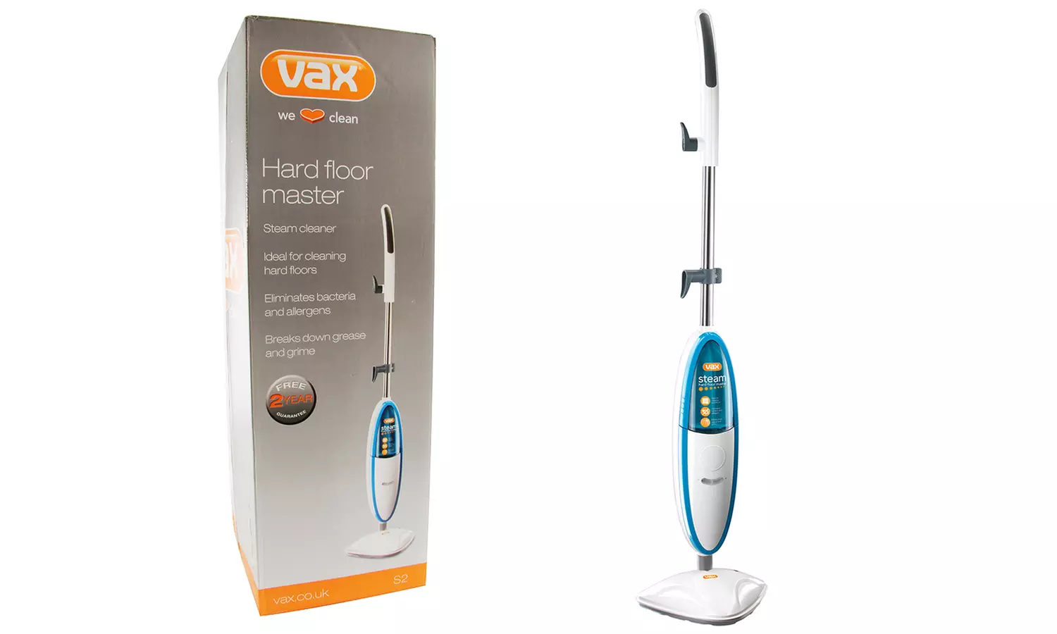 1500W Vax S2 Steam Mop (£27.98) With Two Cleaning Solutions (£36.98) (Up to 72% Off) - Primary Image