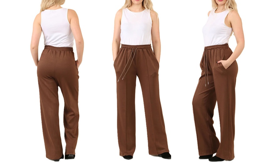 Image 4: Plain and Seam Front Wide Leg Trousers