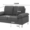 Image 4: Two Seater Sofa Grey Fabric Couch with Cushion